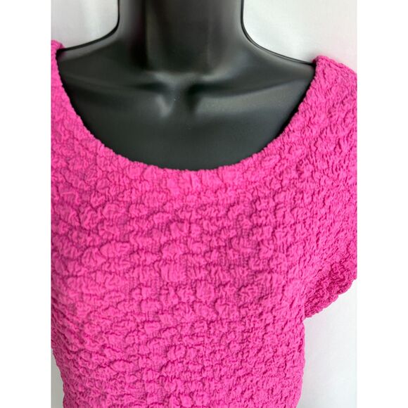 Anthropologie Maeve Socialite Popcorn Tee Magenta Pink Size S Barbiecore Girly - Picture 3 of 11